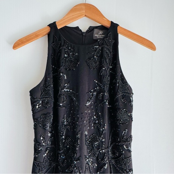 🆕Adrianna Papell Midnight Black Embellished Gown NWT sleeveless high neckline - Picture 4 of 12